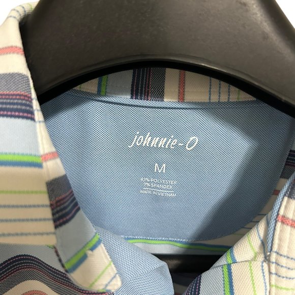 Johnnie-O Striped Men’s Polo Shirt Size Medium Short Sleeve Logo - Picture 3 of 7